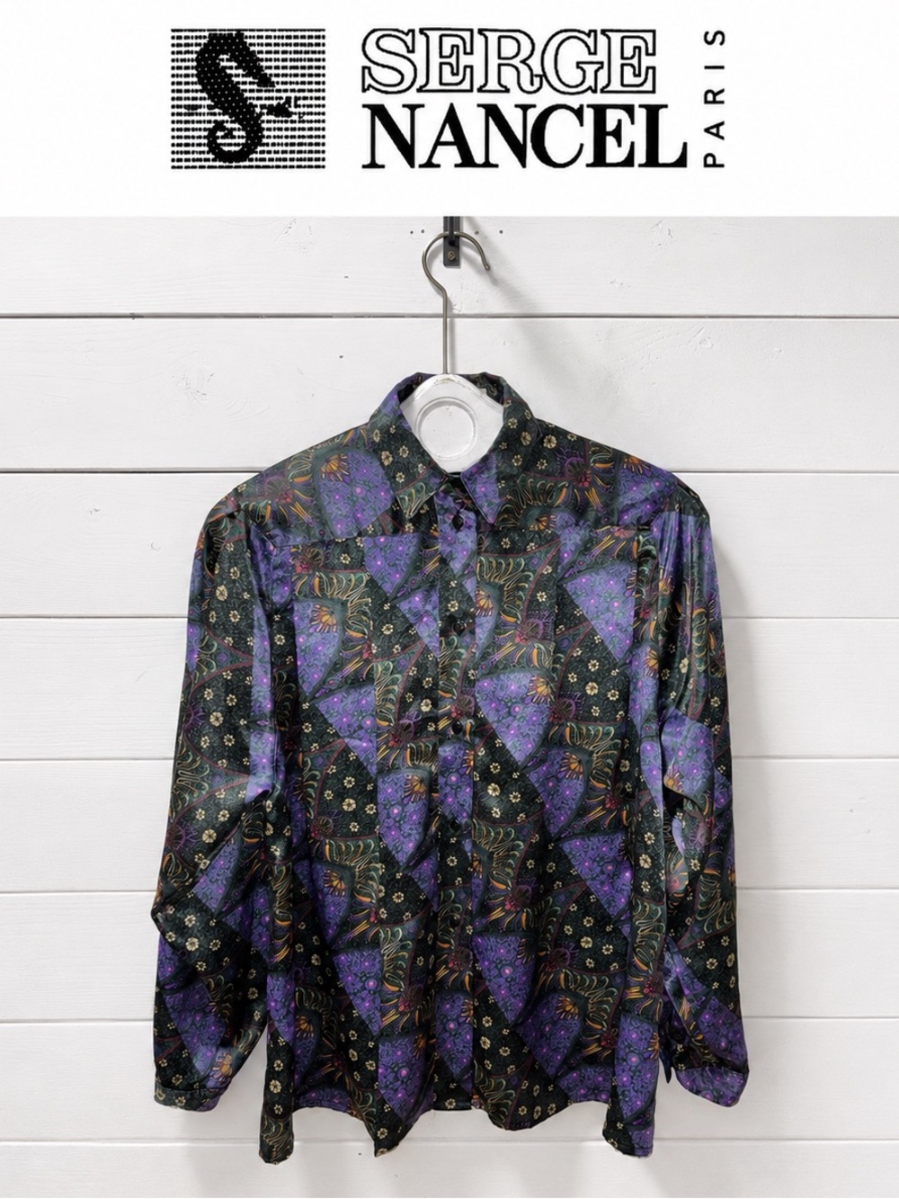 Vintage Serge Nancel Paris Satin Blouse – Multicolour – Size 40